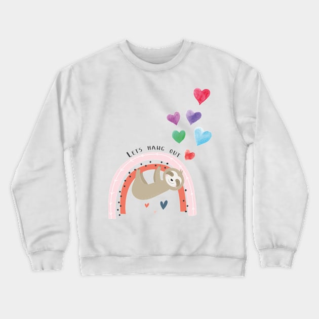 Rainbow Baby Sloth Crewneck Sweatshirt by Royal7Arts